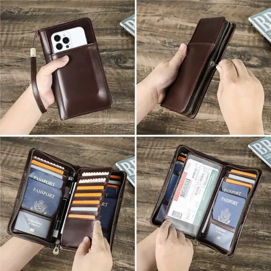  Men Passport Cover Travel Wallets ID Card Bag Organizer Document Pouch