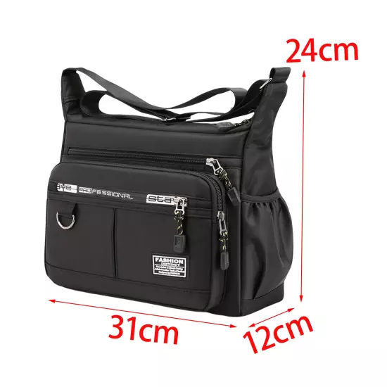 Men Portable Oxford Multilayer Pocket Shoulder Bag Handbag Travel Purse Fashion 