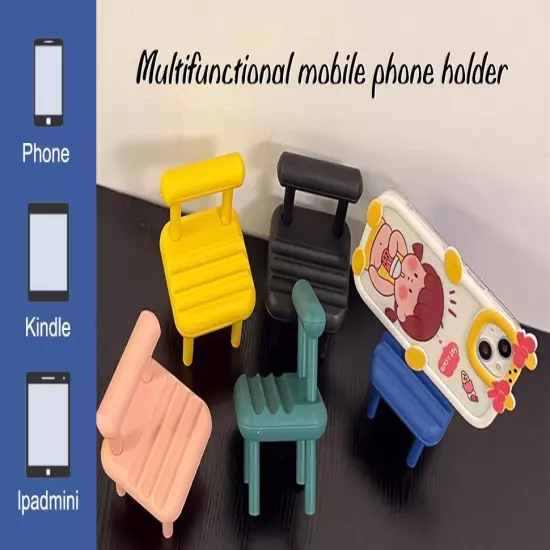 Phone Holder Chair Plastic Carved Modern Multicolor Solid Small Desktop Decor