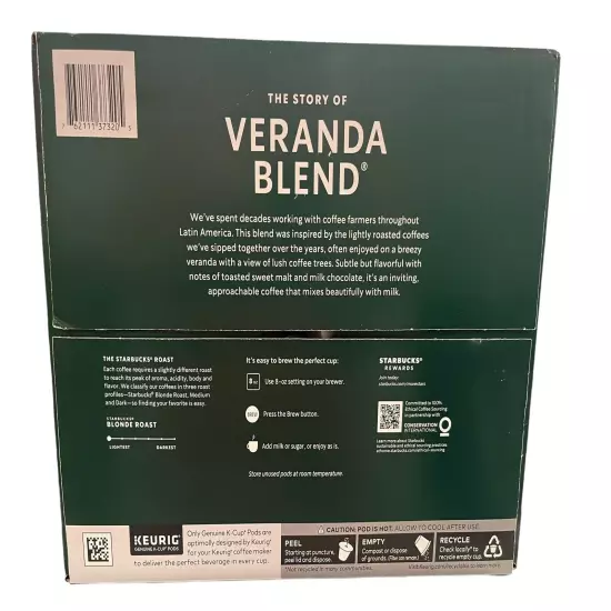 Starbucks Coffee Veranda Blend Blonde Roast K-Cup, 72-Count