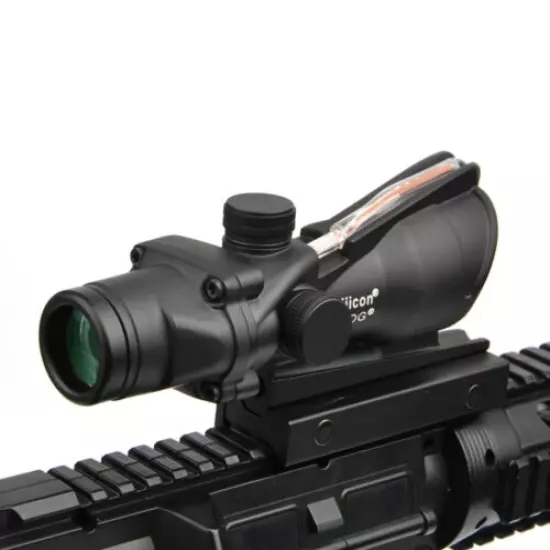 ACOG 4X32 Fiber Source Red Illuminated Scope Tactical Chevron Reticle US SHIP