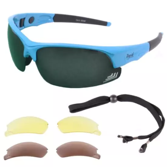 Blue GOLF SUNGLASSESInterchangeable Lenses, Adjustable Side Arms. Rapid Eyewear