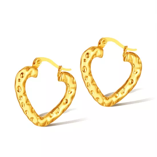 Fashionable Luxury Stainless Steel Love Gold Plated Color Earrings for Women