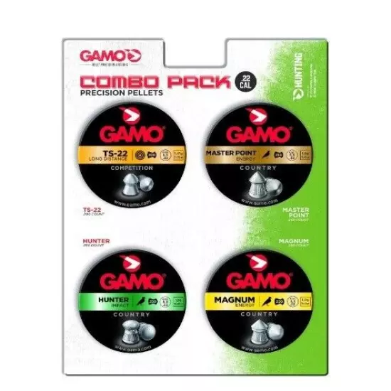 Combo Pack Assorted Air Rifle Pellets, .22 Caliber (TS-22, Hunter, Magnum, Maste