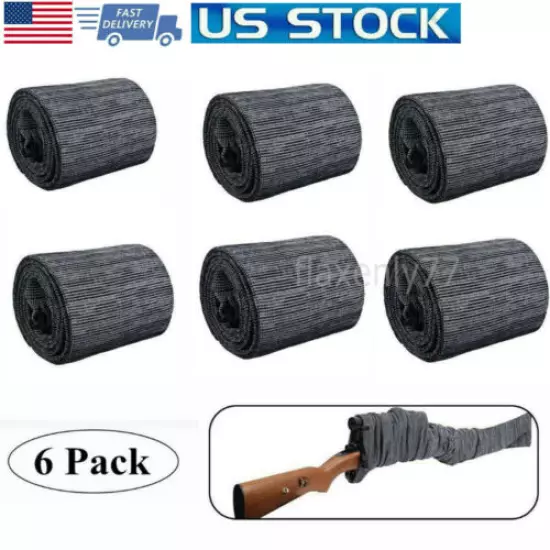 6Pcs Silicone Treated Cover Gun Sock Protection Storge Sleeve Up To 55" Gray USA