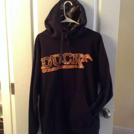 Men Duck Dynasty Commander Black / CAMO Hunting Hoodie sweatshirt WORN TWICE XL