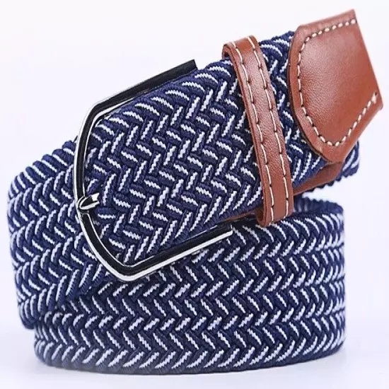 Mens Womens Belt Unisex Braided Elastic Stretch Fabric Enduring Woven Many Sizes