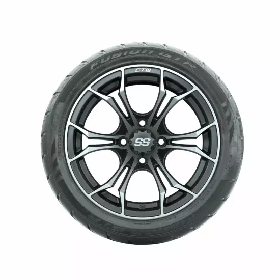 Set of 4 GTW 14" Spyder Matte Gray/Machined Wheels on 21" Fusion Street Tires