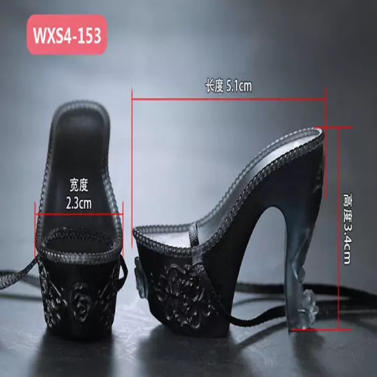 High Heels Boots Black Shoes Ribbons Crystal Sole Sandals 1/4 BJD SD Doll Shoes