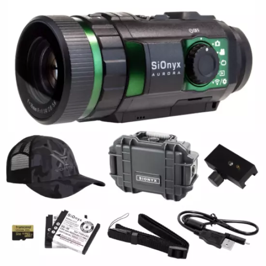 SIONYX Aurora Night Vision Camera with Case and Rail Mount and Hat Bundle