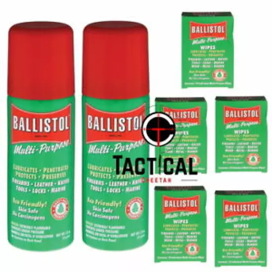 Ballistol Multi-Purpose 50 Wipes 2 Cans of 1.5 oz Spray Gun Cleaning