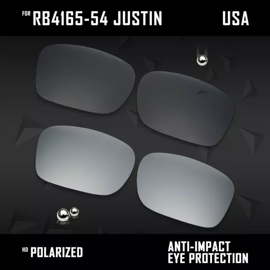 Anti Scratch Polarized Replacement Lens for-Ray Ban RB4165-54 Justin-Options