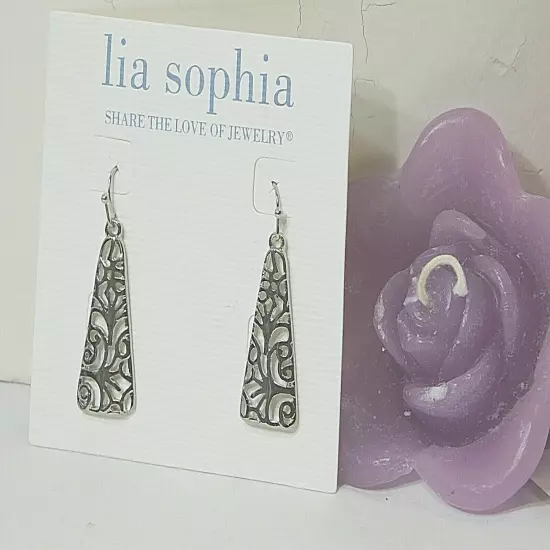 Beautiful Lia Sophia "TOPIARY" Dangle Earrings, Open Filigree, NWT