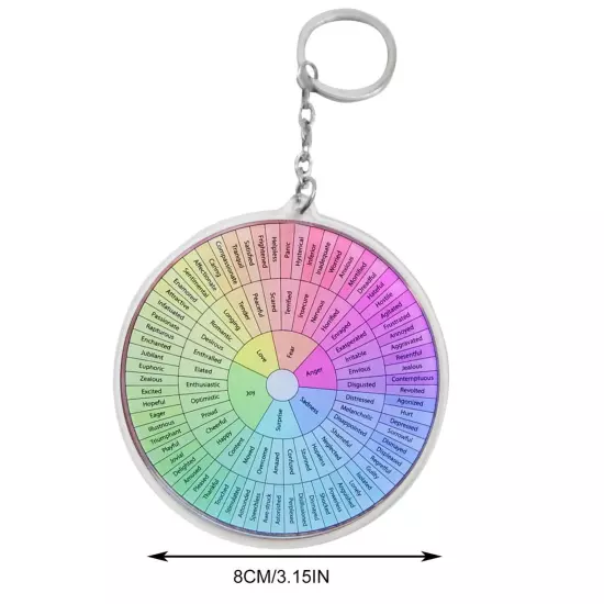 With Feelings Wheel Chart Keychain Keyring Key chain Ease Emotions 3.15in