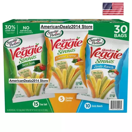 Sensible Portions Garden Veggie Straw Variety Pack 30 pk