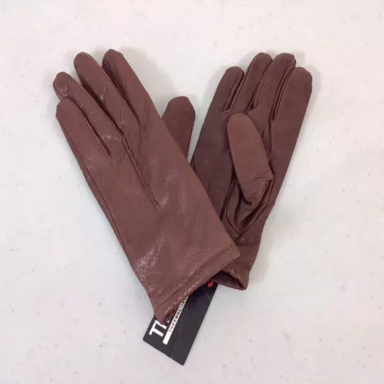 Brown Leather Driving Gloves Lined Womens Medium NEW