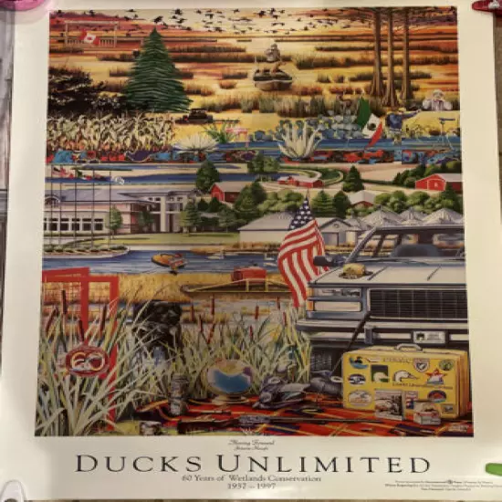 Ducks Unlimited 60th Anniversary Moving Forward Poster Jennine Hough 1997