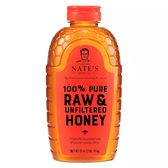 Nature Nate's 100% Pure, Raw & Unfiltered, All-natural Sweetener Honey, 32oz