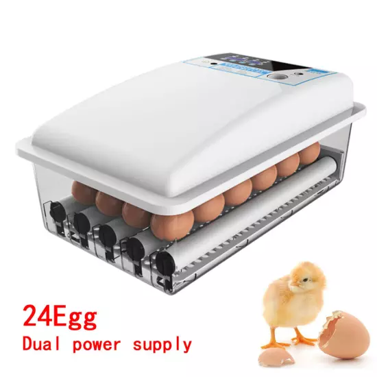 24 Egg Digital Incubator Automatic Turning Hatch Chicken Duck Egg Turner Hatcher