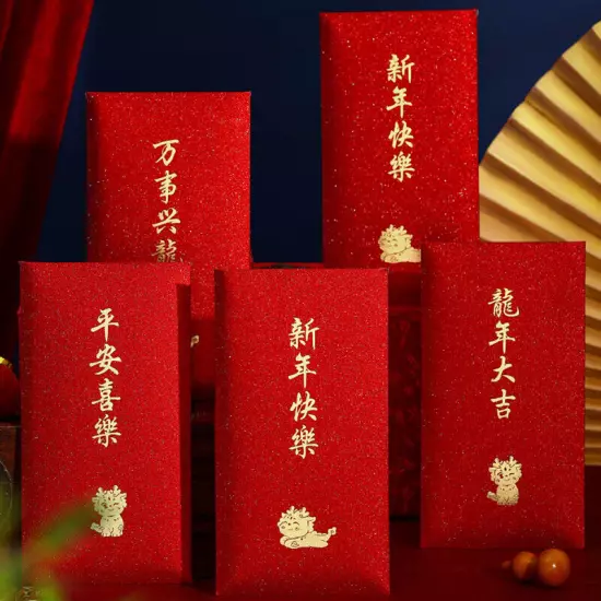 6pcs 2024 Year Of The Dragon Red Packets Spring Festival Wedding Money EnveloJO