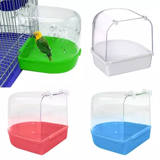 Bird Water Bath Tub To Pet Bird Cage Hanging Bowl Parrots Parakeet Birdbath