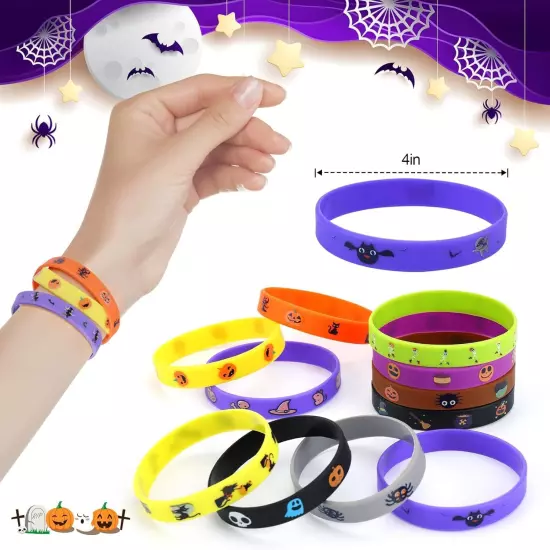 xutengy 48Pcs Halloween Party Favors Decorations Slap Bracelets 