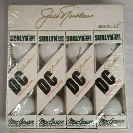 Vintage MacGregor Jack Nicklaus 392 Tour DC 90 Golf Balls - White 1 Dozen