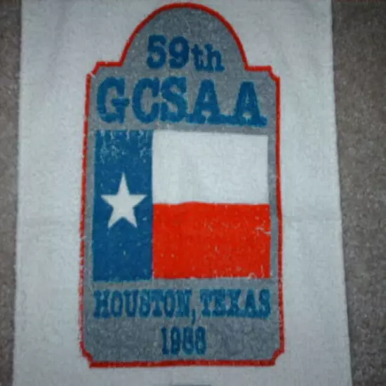 Vintage Golfbag Towel 59th GCSSA Houston, Tx 1988 Made in USA Cannon CottonTowel