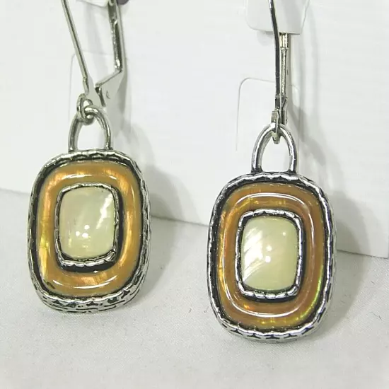 Beautiful Lia Sophia "CARAMELLO" Dangle Earrings, Genuine Mother-of-Pearl, NWT 