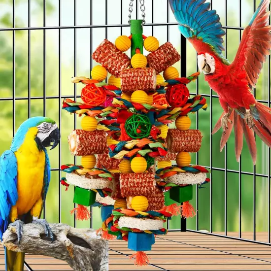 Bird Toys Parrot Toys for Large Birds Natural Peppered Wood African