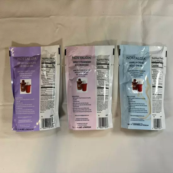 Nostalgia Ice Cream Mix. Set of 3 - Vanilla, Chocolate and Strawberry. Exp 2025