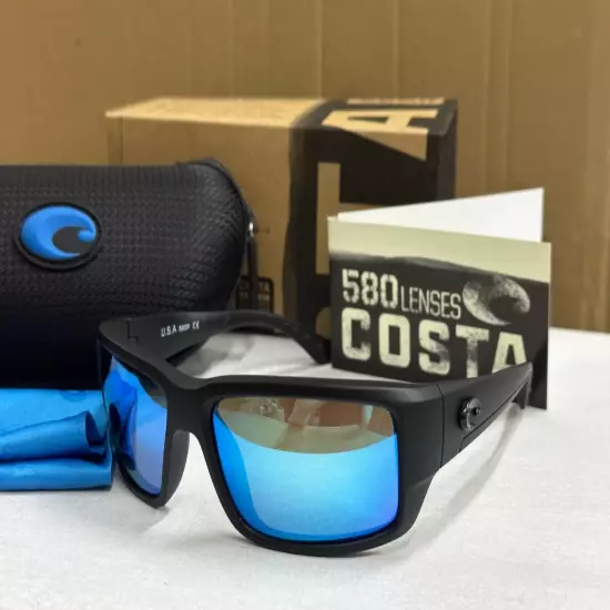 Costa Del Mar FANTAIL Matte Black Frame/blue 580P Polarized Lenses