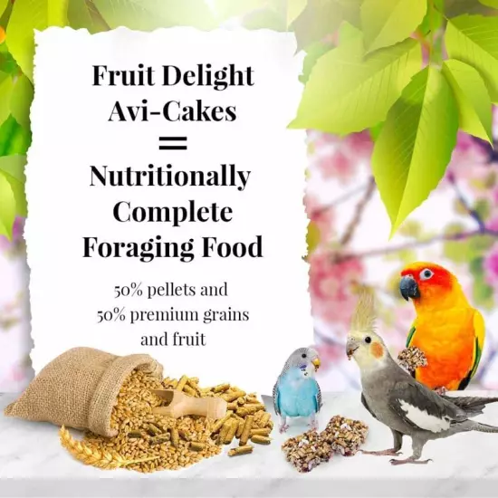 Fruit Delight Avi-Cakes Pet Bird Food, Made with Non-Gmo and Human-Grade Ingredi