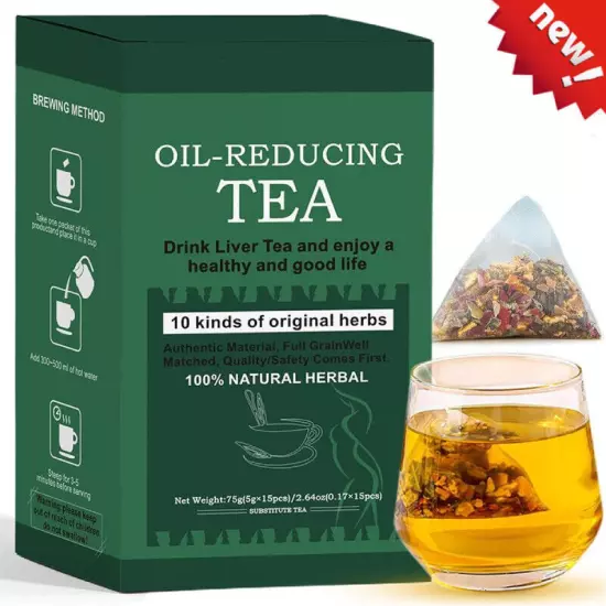 Oil-Reducing-Tea - 10 Herbal with Excellent Formula, Oil Cleansing Tea forLiver