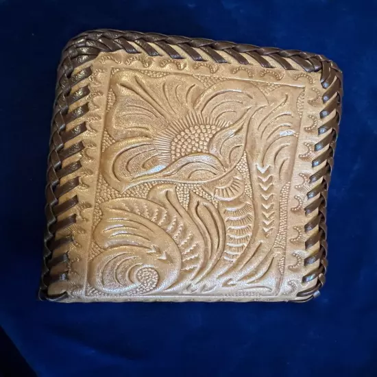 Handcrafted Tooled Western Leather Wallet bifold Cowboy Floral