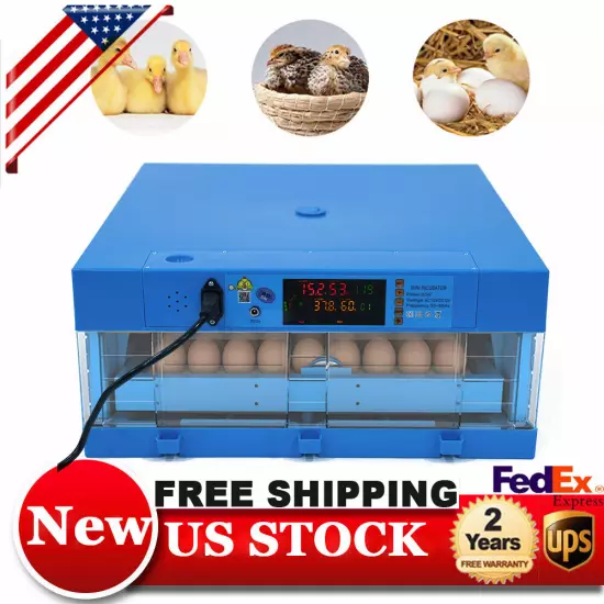 110V Digital Fully Automatic 64 Eggs Incubator Egg Hatcher Chicken Goose Duck...