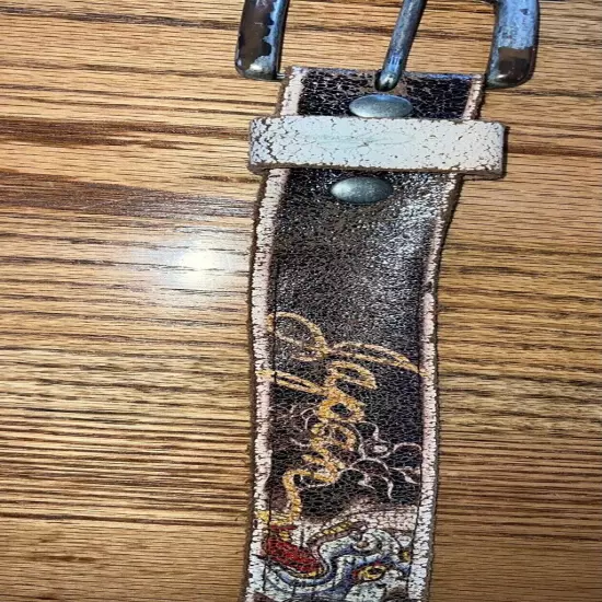 ED HARDY Tattoo Artist -Belt, leather, DAMAGED. Repair Or Craft Bracelet Leather