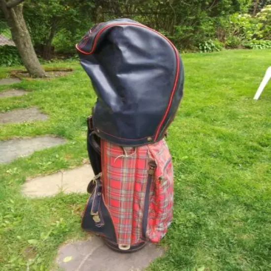 Vintage Lot Dunlop golf bag, Dunlop Club Rain Cover, 2 Macgregor woods and Cart