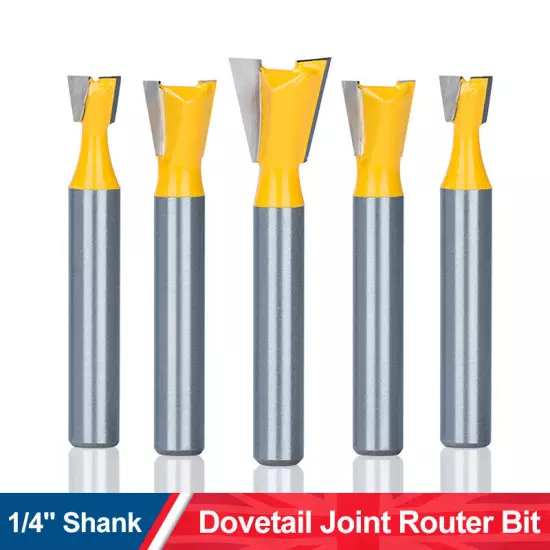 6pcs 1/4 Inch Shank Dovetail Router Bit Set Wood Milling Cutter Tool for Drawers