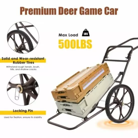 Deer Cart 500 lbs Folding Game Utility Gear Dolly Cart Hunting Heavy-Duty Steel