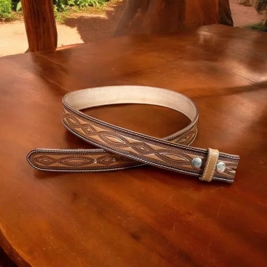 Western Belt Handmade Strap Men's Full Grain Leather No Buckle Cowboy Rodeo Belt