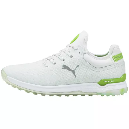 Men's PUMA LE PRO/ALPHA Gust O Wind Spikeless Golf Shoes - White/Green 11M