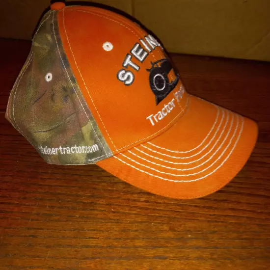 Steiner Tractor Parts Camo Snapback Trucker Orange Brown Adjustable