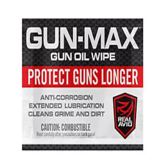 Real Avid AVGMW25 Gun-Max Oil Pack of 25 Individually Wrapped Wipes