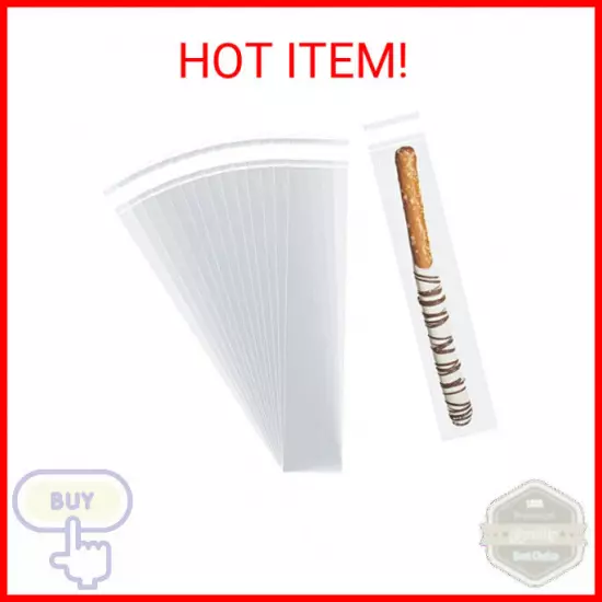 Morepack Self Sealing Cellophane Bags,2x10 Inches 100 Pcs Clear Pretzel Rod Bags