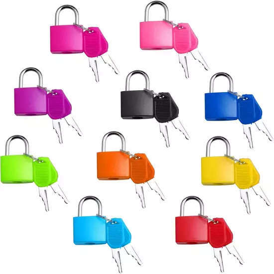 Luggage Locks w/ Keys, Multicolor, Small Lock, Plastic Covered, Copper Keyed