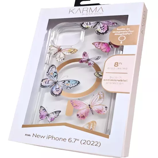 Karma by Body Glove Pink Butterflies with Magsafe Case - iPhone 14 Plus (6.7")