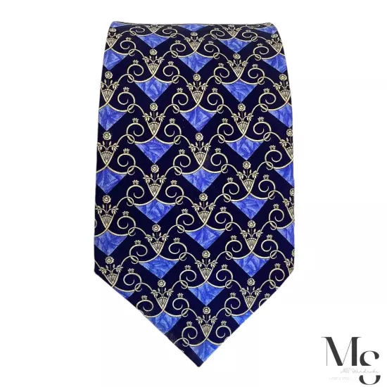 LANVIN PARIS Blue Baroque Luxury Silk Tie Made In France W:3.75’’ EX COND