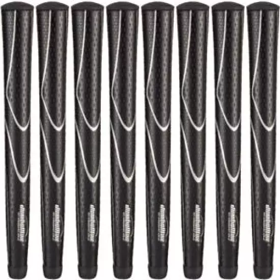 JumboMax Tour Series Golf Grips Black & Silver XL Extra Large Size - Set of 8