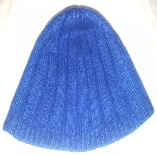 Womens blue knit cashmere beanie womens one-size